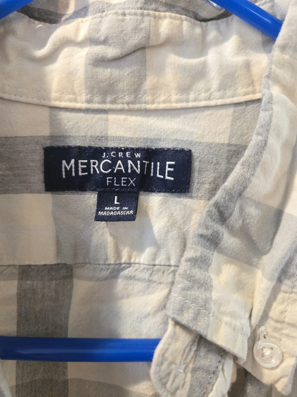 J. Crew Light Beige and Gray Plaid Button-Down Shirt
